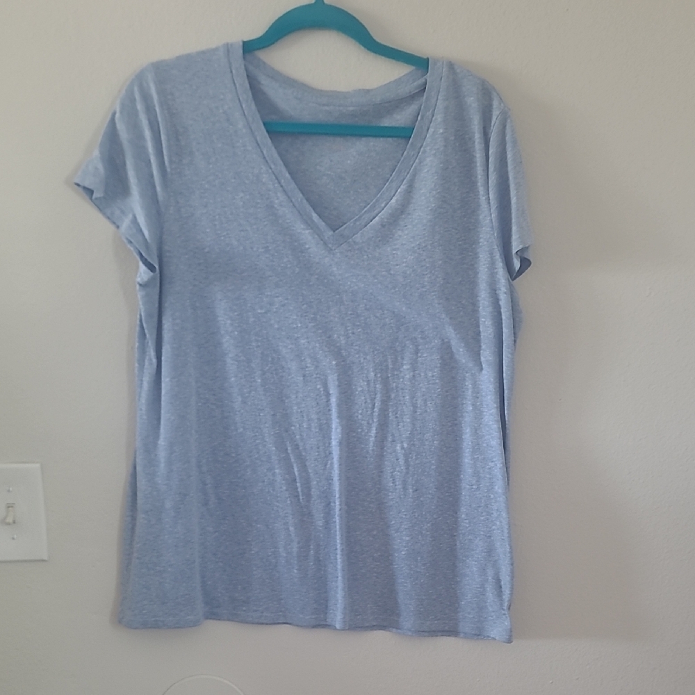 Mossimo Supply Co. Heather Blue V-Neck Tee
